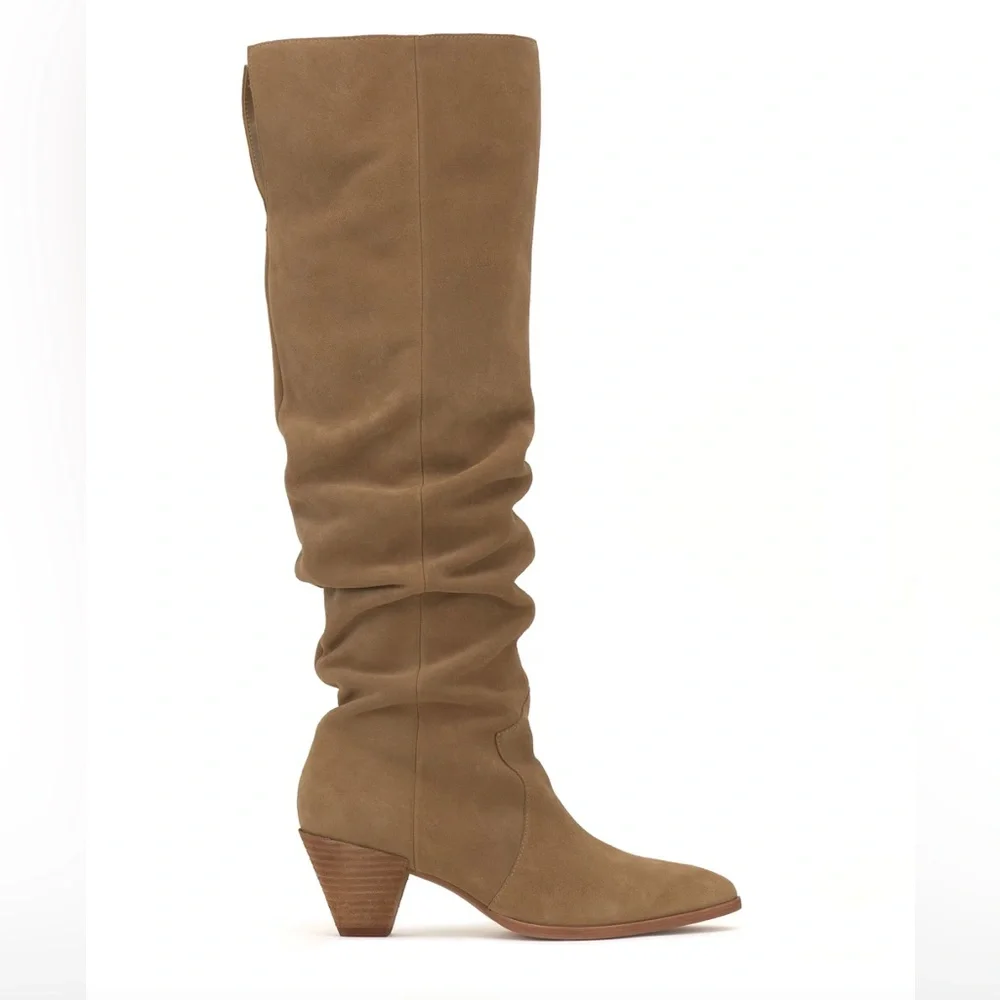 Camel Suede Scrunchie Boot Women's Pull up Boots